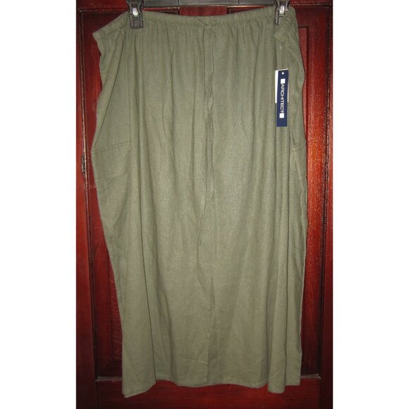 Architect Plus New 3X Linen Skirt Elastic Waist Drawstring Long Cargo Pockets - Picture 1 of 3